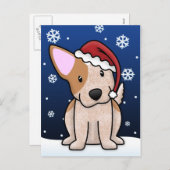 Carte postale rouge de Noël de Kawaii Heeler (Devant / Derrière)
