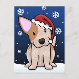 Carte postale rouge de Noël de Kawaii Heeler