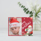 Carte postale rouge de Noël Père Noël personnalisé (Debout devant)