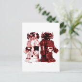 carte postale rouge de robots (Debout devant)