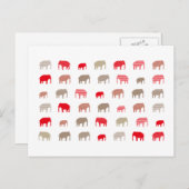 Carte Postale rouge éléphant (Devant / Derrière)