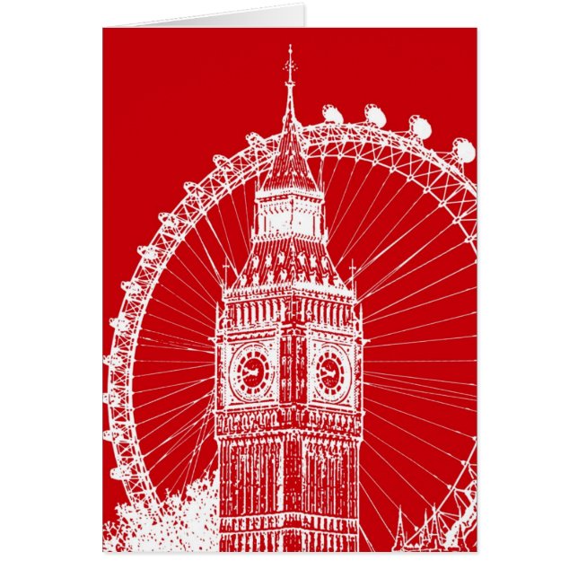 Carte postale rouge et blanche de Londres (Devant)