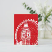Carte postale rouge et blanche Londres (Debout devant)