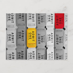 Carte Postale Rouge et jaune Admettre un ticket de cinéma