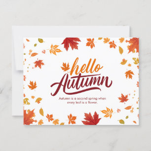 Carte Postale Rouge et orange Bonjour automne