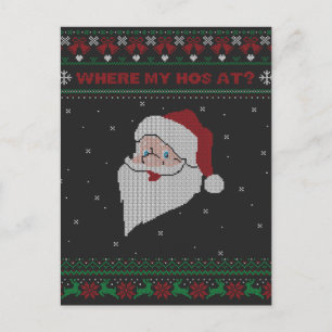 Carte Postale Rouge et vert Où se trouve mon cheval ? Père Noël 