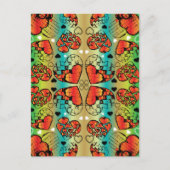 Carte Postale Rouge et vert Whimsical Romantique Coeurs motif (Devant)