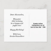 Carte Postale Rouge, Faux Gold 10e anniversaire + Nom personnali (Dos)