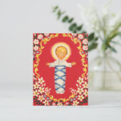 Carte Postale Rouge Floral Bébé Jésus (Debout devant)