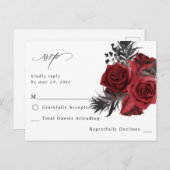 Carte Postale Rouge Floral & Noir sans repas RSVP V2 (Devant / Derrière)