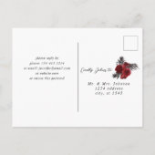 Carte Postale Rouge Floral & Noir sans repas RSVP V2 (Dos)