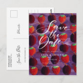 Carte Postale Rouge Fruit Pays Script Enregistrer la Date (Devant / Derrière)