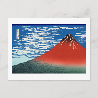 Carte Postale Rouge Fuji Hokusai Art japonais