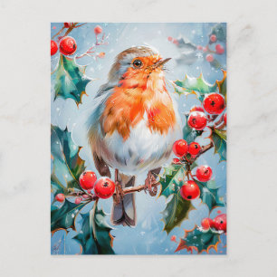 Carte Postale Rouge-gorge dans l'art de style impressionniste de
