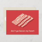 Carte Postale Rouge Illustré Bacon Love (Devant / Derrière)
