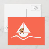 Carte Postale Rouge lisse Dachshund Voilier Rouge (Devant / Derrière)