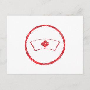 Carte Postale rouge médical urgence hôpital infirmière croix