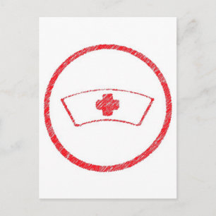 Carte Postale rouge médical urgence hôpital infirmière croix