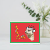 Carte postale rouge Meerkat de Noël (Debout devant)