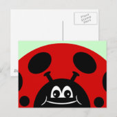 Carte Postale Rouge mignon et noir Ladybug (Devant / Derrière)