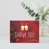 Carte Postale Rouge Moderne Abstrait avec Chopes à Bière Merci (Debout devant)