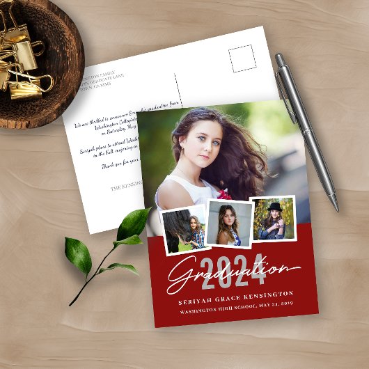 Carte Postale Rouge Moderne Style N'Importe Quelle Année Diplôme