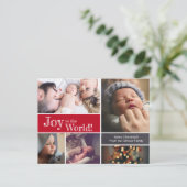 Carte Postale ROUGE Noël faire-part de naissance bébé Merci (Debout devant)