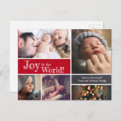 Carte Postale ROUGE Noël faire-part de naissance bébé Merci (Devant / Derrière)