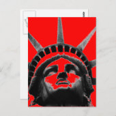 Carte postale Rouge noir blanc Statue de Liberty P (Devant / Derrière)