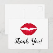 Carte Postale Rouge Ombre Lipstick Kiss Merci (Devant / Derrière)