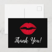 Carte Postale Rouge Ombre Lipstick Merci noir (Devant / Derrière)