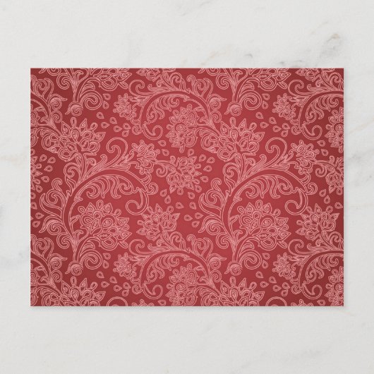 Carte Postale Rouge Paisley Damask Designer Floral Classic (Devant)