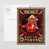 Carte Postale Rouge révolution robotique (Devant / Derrière)