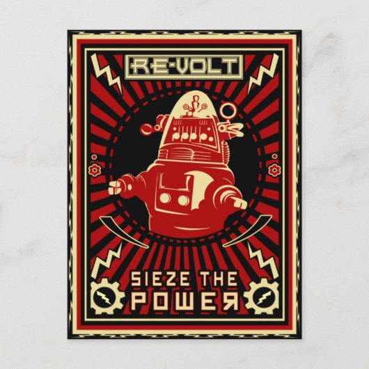 Carte Postale Rouge révolution robotique (Devant)