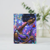 Carte postale rouge rose (Debout devant)