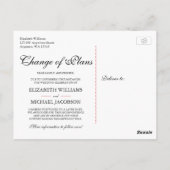 Carte Postale Rouge Rose Noir Flourish Mariage Changement de pla (Dos)