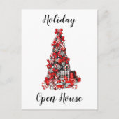 Carte Postale Rouge rustique Blanc Noir Buffle Check Noël (Devant)