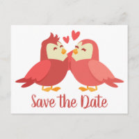 Rouge Sauvez la date Mariage Cartoon Bride Groom