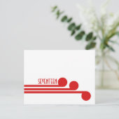 Carte postale Rouge simple déco chic numéro de tab (Debout devant)