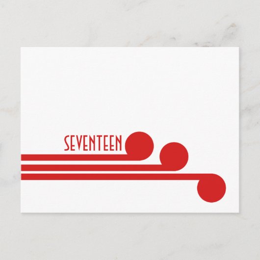 Carte postale Rouge simple déco chic numéro de tab (Devant)