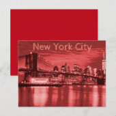Carte Postale Rouge Skyline de New York (Devant / Derrière)