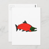 Carte Postale Rouge - Sockeye Saumon Art (Devant / Derrière)