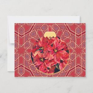 Carte postale rouge style vintage Poinsettia Fleur
