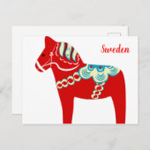 Carte postale rouge suédoise de cheval de Dala (Devant / Derrière)