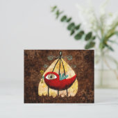 Carte postale rouge tendre pour bébé (Debout devant)