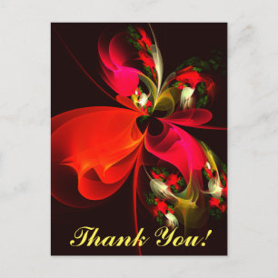 Carte Postale Rouge Vert Floral Moderne Art Abstrait Motif #02