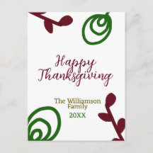 Rouge vert joyeux Thanksgiving floral feuille auto