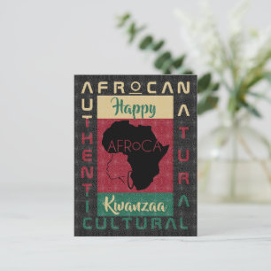 Carte Postale rouge vert noir AFRoCA Afro Africa Black Heritage
