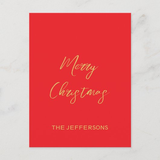 Carte Postale Rouge vif et or Couleurs Joyeux Noël (Devant)