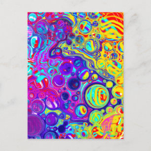 Carte Postale Rouge, Violet, Bleu, Vert Jaune Art Abstrait